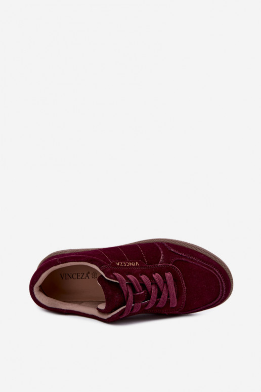 Dames sneakers van bordeaux suede Vinceza 79635