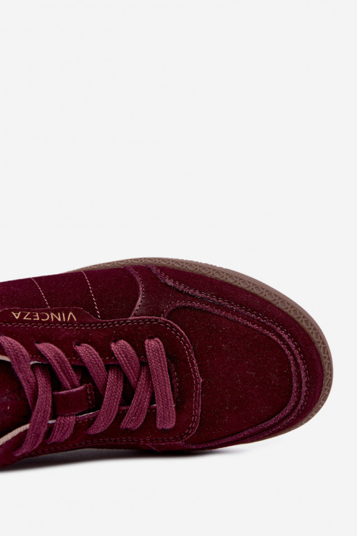 Dames sneakers van bordeaux suede Vinceza 79635