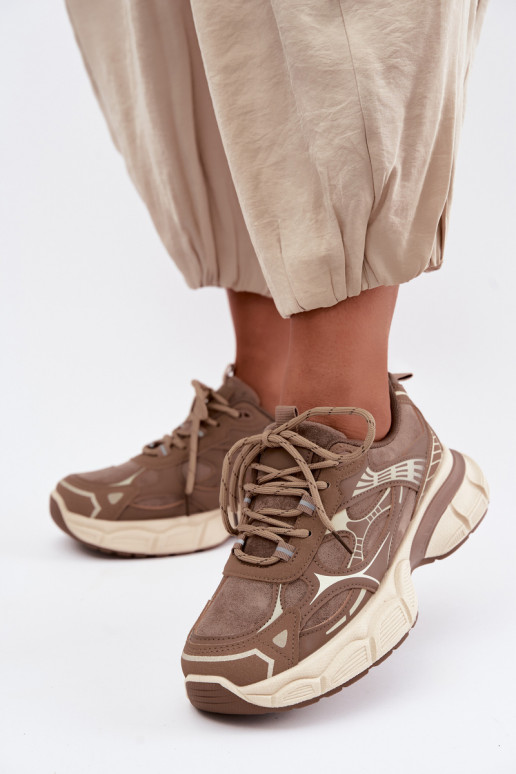 Sportieve schoenen met platform bruin INanda