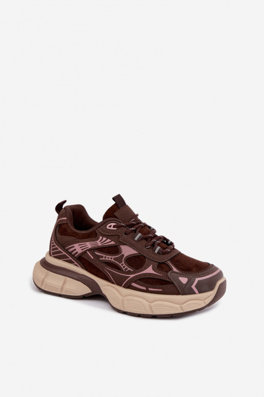 Sportieve schoenen met platform chocolade INanda
