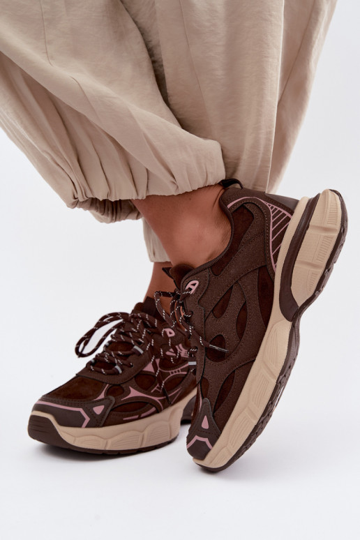 Sportieve schoenen met platform chocolade INanda
