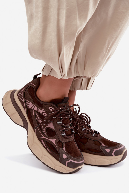 Sportieve schoenen met platform chocolade INanda