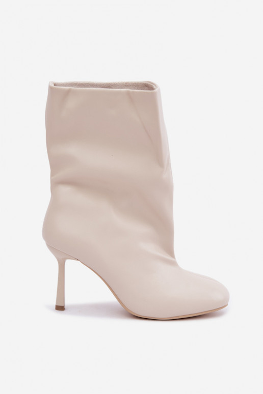 Bottines à enfiler avec talons fins ivoire Jalisa
