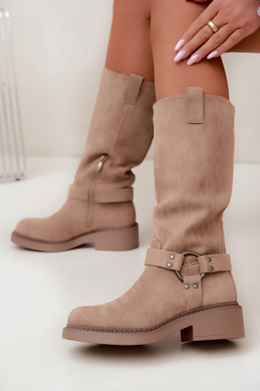 Bottes hautes pour femmes avec détails décoratifs en sable Morla
