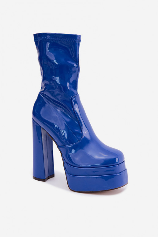 Bottines vernies avec plateforme en bleu marine Lotisha