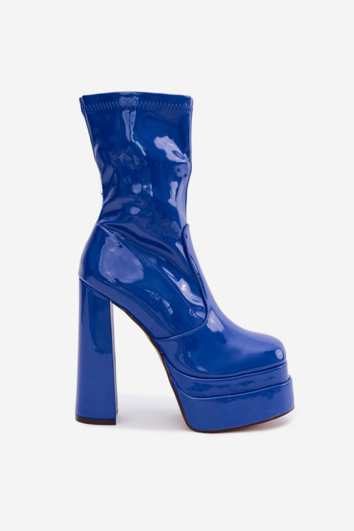 Bottines vernies avec plateforme en bleu marine Lotisha