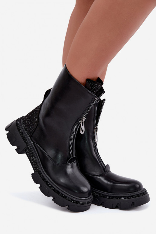 Bottines isolées pour femmes avec décoration en noir Inenia