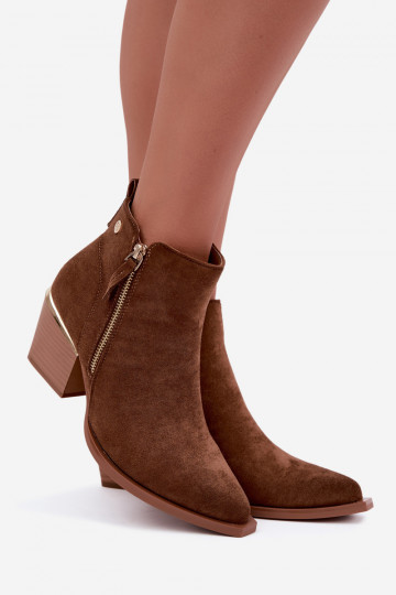 Damen-Cowboy-Ankle Boots mit dekorativem Reißverschluss in Braun Jarelia 2