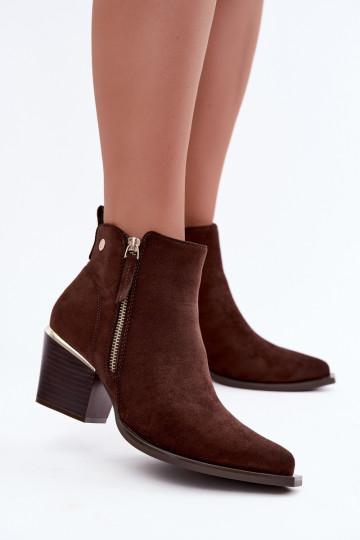 Bottines style cowboy avec fermeture éclair décorative, chocolat Jarelia 2