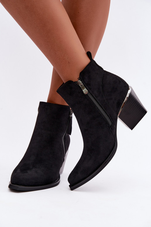 Cowboy-Stil Stiefeletten mit dekorativem Reißverschluss, schwarz Jarelia