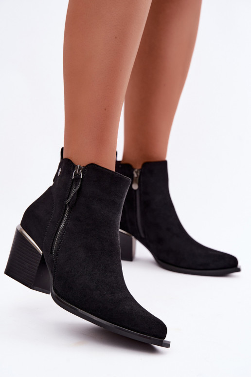 Bottines style cowboy avec fermeture éclair décorative, noir Jarelia