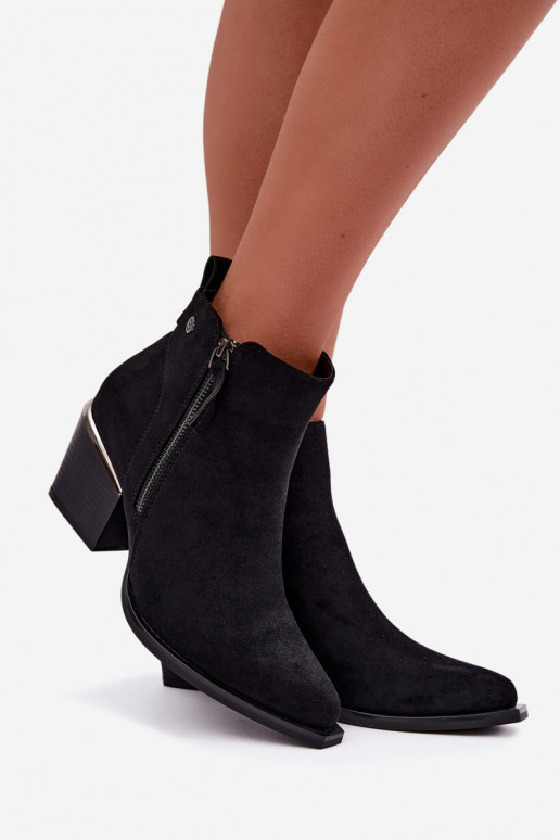 Bottines style cowboy avec fermeture éclair décorative, noir Jarelia