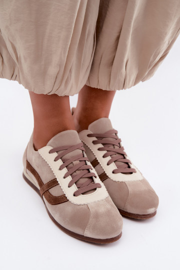 Leer van suède Sneakers model schoenen Dames Zazoo N1402S2 beige