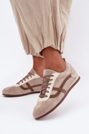 Leer van suède Sneakers model schoenen Dames Zazoo N1402S2 beige 2