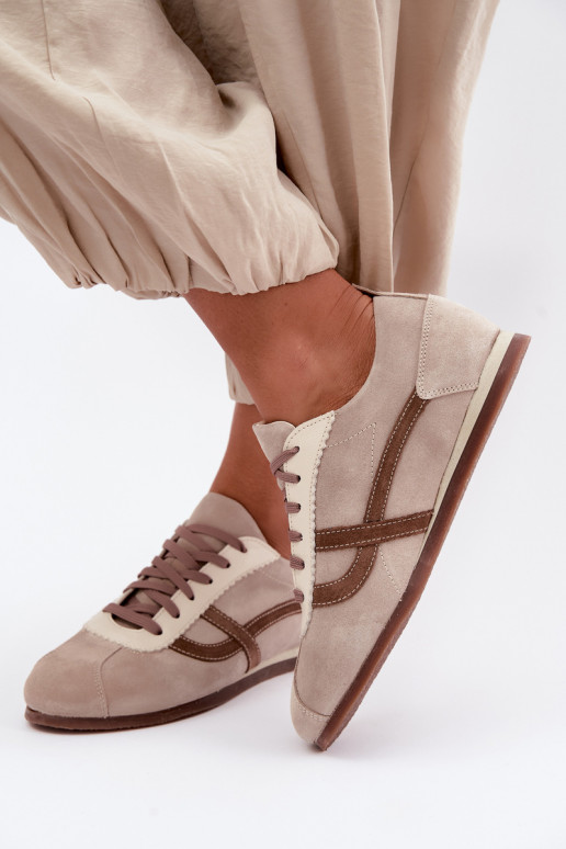 Faux suede sneakers Zazoo N1402S2, zand