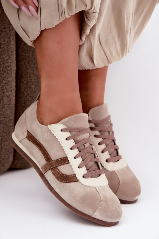 Faux suede sneakers Zazoo N1402S2, zand