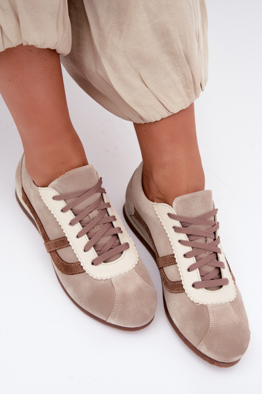 Faux suede sneakers Zazoo N1402S2, zand