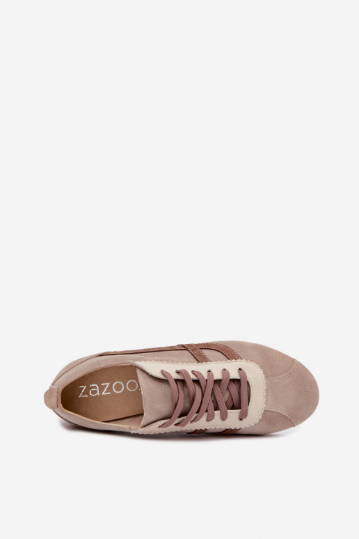 Faux suede sneakers Zazoo N1402S2, zand