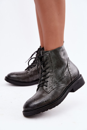 Geïsoleerde dames enkellaarsjes met brede hakken Medicine RIN16-OBD426-90X, grijs 2