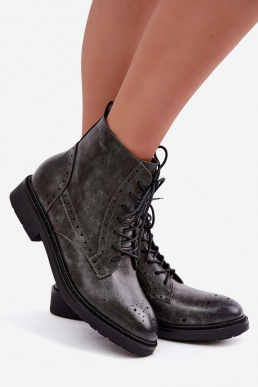 Bottines isolées pour femmes avec talons larges Medicine RIN16-OBD426-90X, gris