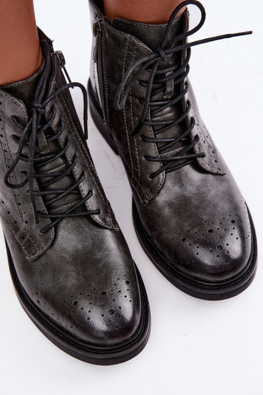 Wärmende Damen Stiefeletten mit breiten Absätzen Medicine RIN16-OBD426-90X, grau