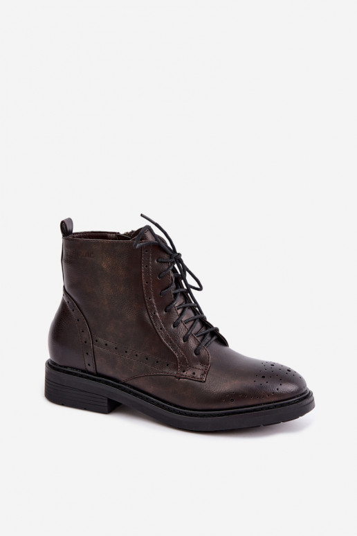 Bottines isolées pour femmes avec talons larges Medicine RIN16-OBD426-88X, marron foncé