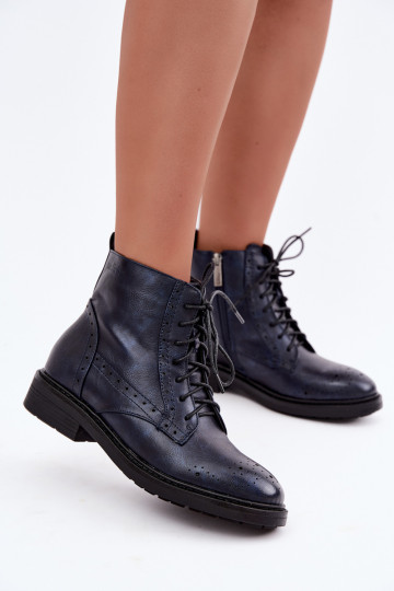 Bottines isolées pour femmes avec talons larges Medicine RIN16-OBD426-59X, bleu foncé 2