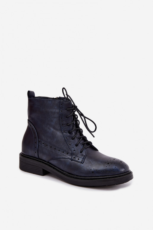Geïsoleerde dames enkellaarsjes met brede hakken Medicine RIN16-OBD426-59X, donkerblauw