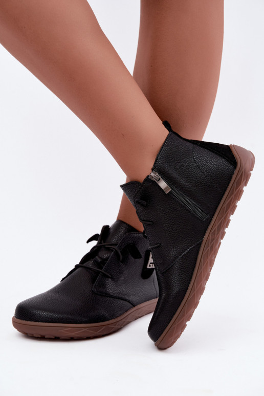 Chaussures en cuir pour femmes Barefoot, noir Sireya
