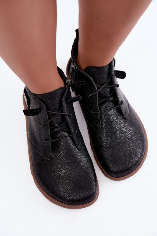 Leder Damen Schuhe Barefoot, schwarz Sireya