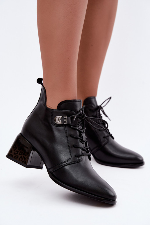 Wärmende Leder Damen Stiefeletten Klocke, schwarz Pirelia