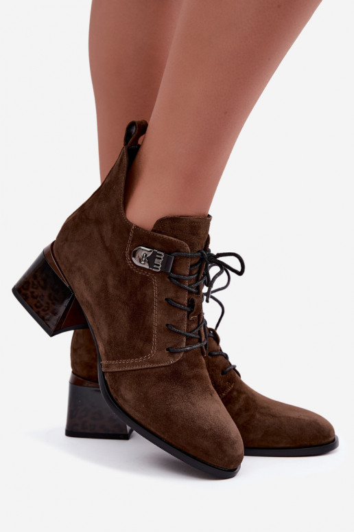 Geïsoleerde dames enkellaarsjes van faux suede Klocke, bruin Pirelia