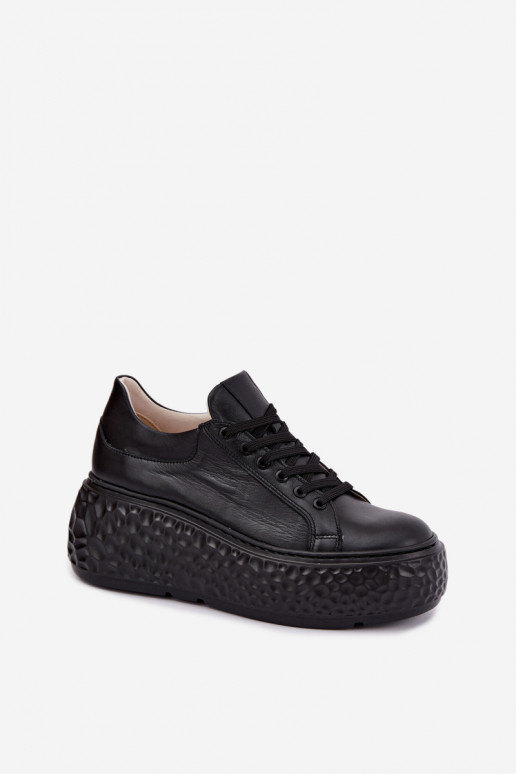 Leren sneakers met platform Zazoo N1000S4, zwart