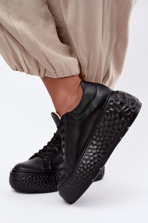 Leren sneakers met platform Zazoo N1000S4, zwart