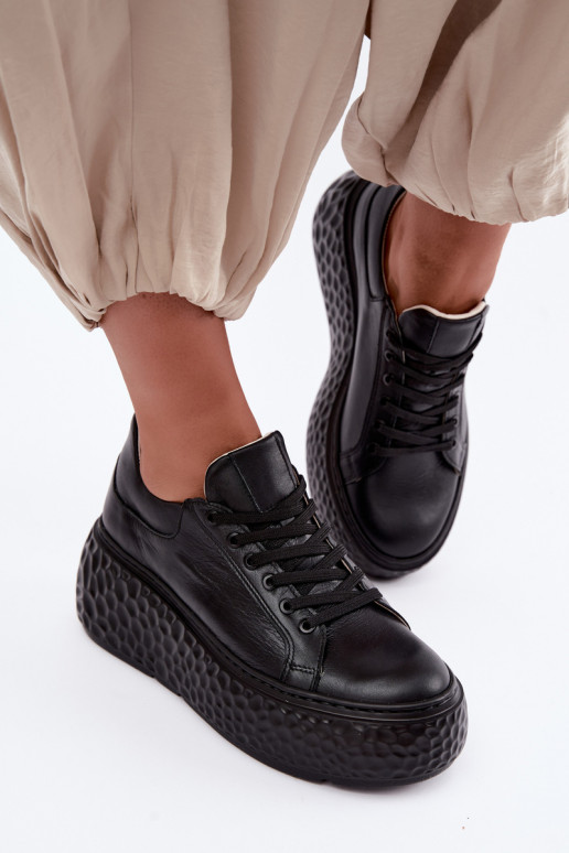Leren sneakers met platform Zazoo N1000S4, zwart