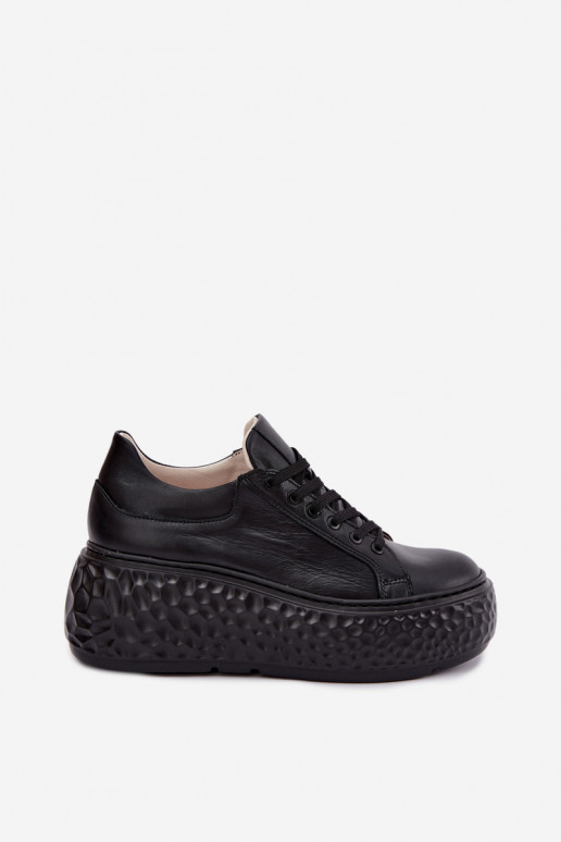 Leren sneakers met platform Zazoo N1000S4, zwart