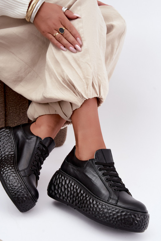 Leren sneakers met platform Zazoo N1000S4, zwart