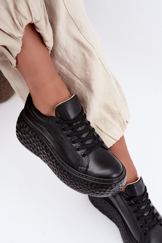 Leren sneakers met platform Zazoo N1000S4, zwart