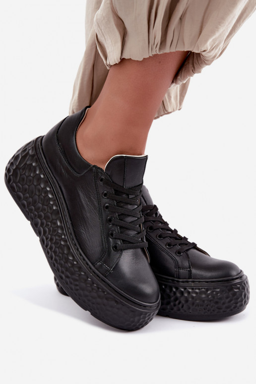 Leren sneakers met platform Zazoo N1000S4, zwart