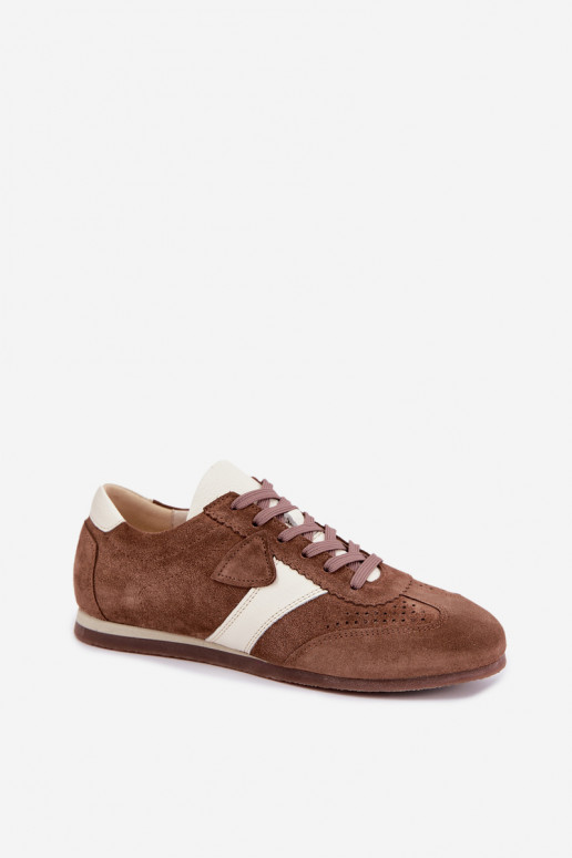 Faux suede sneakers Zazoo N1412, bruin