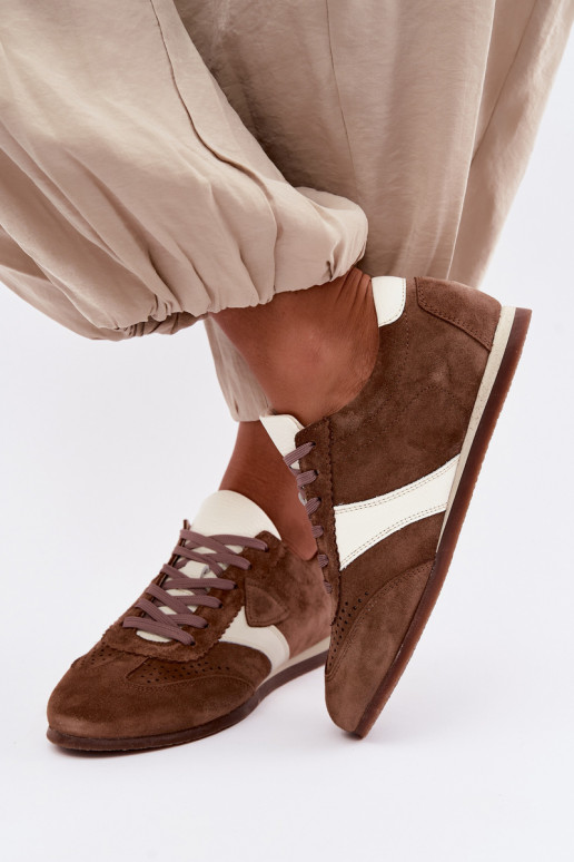 Faux suede sneakers Zazoo N1412, bruin