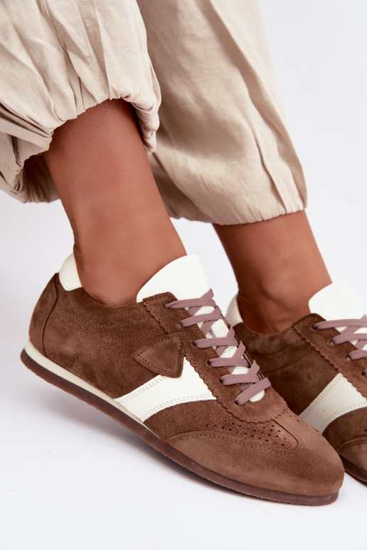 Faux suede sneakers Zazoo N1412, bruin