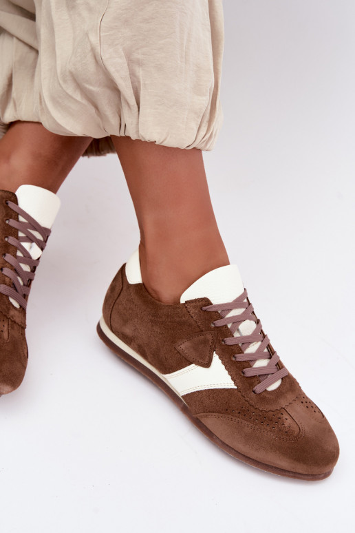 Faux suede sneakers Zazoo N1412, bruin