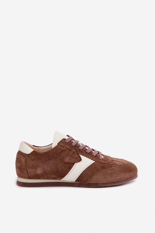 Faux suede sneakers Zazoo N1412, bruin