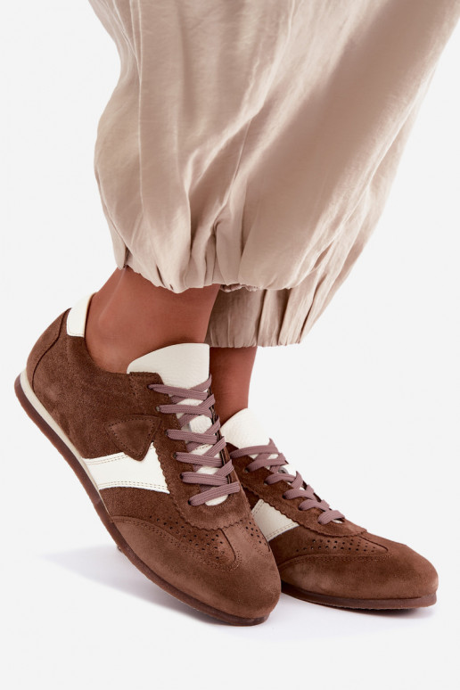 Faux suede sneakers Zazoo N1412, bruin