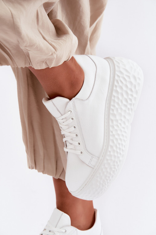 Leren sneakers met platform Zazoo N1000S4, wit