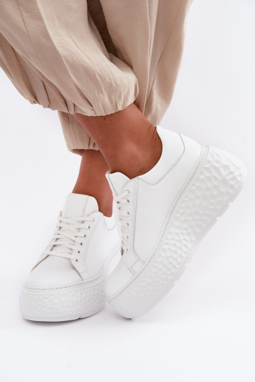 Leren sneakers met platform Zazoo N1000S4, wit