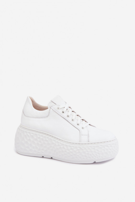 Leren sneakers met platform Zazoo N1000S4, wit