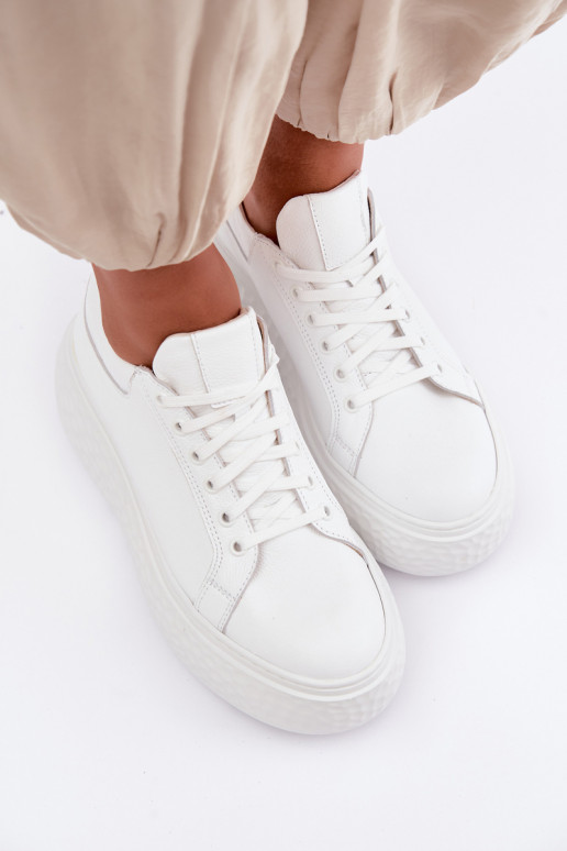 Leren sneakers met platform Zazoo N1000S4, wit