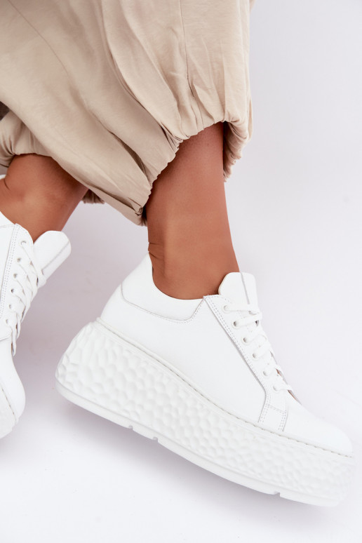 Leren sneakers met platform Zazoo N1000S4, wit